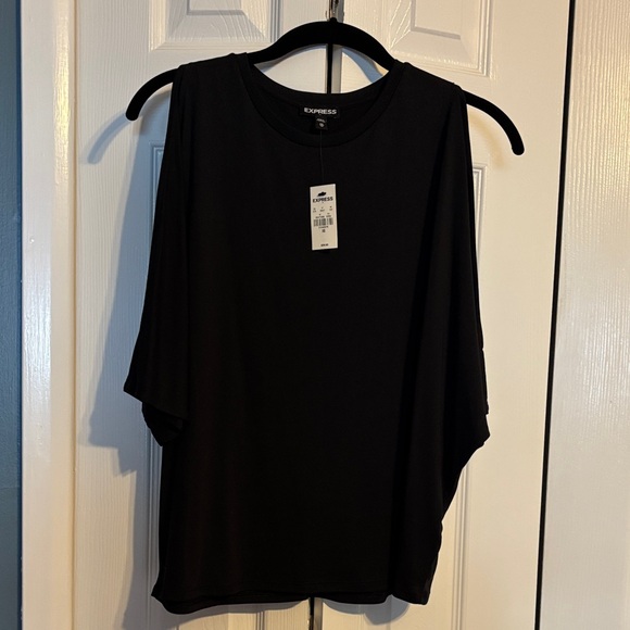 NWT Express black short sleeve cold shoulder shirt size XS - Picture 1 of 9